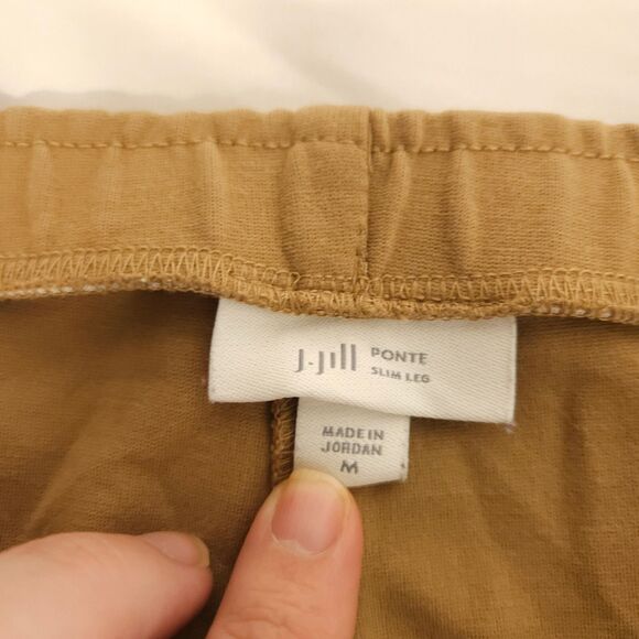 J Jill Womens Medium Beige Pull On Ponte Slim Leg Ankle Cropped Pants - Picture 3 of 7